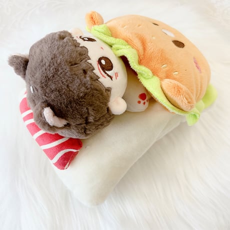 【ぬい服】ぬいぐるみ用ふわふわお布団 【ハンバーガー・目玉焼き】10〜15cm 用【推し活グッズ】