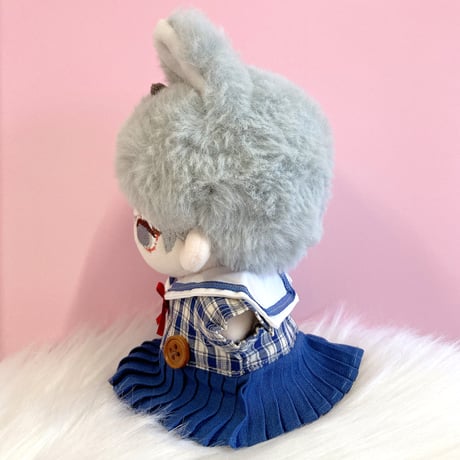 【ぬい服】チェック柄セーラーワンピース　10cmぬいぐるみ用