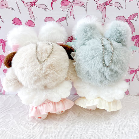 【ぬい服】ぬいぐるみ用羽付きワンピース&ふわふわうさ耳ヘッドバンドセット(10cm用)【推し活グッズ】