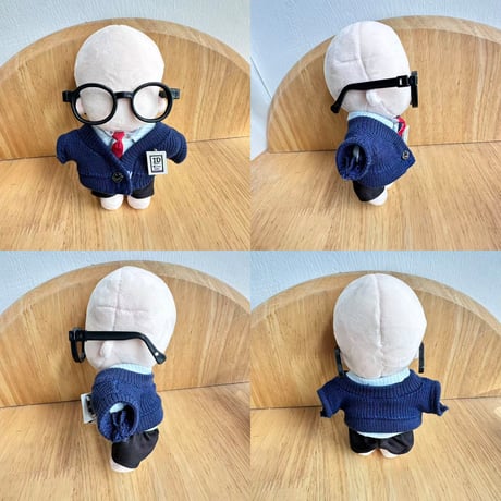 10cm ぬいぐるみ服 【4点セット】 制服風 カーディガン シャツ ネクタイ パンツ セットアップ