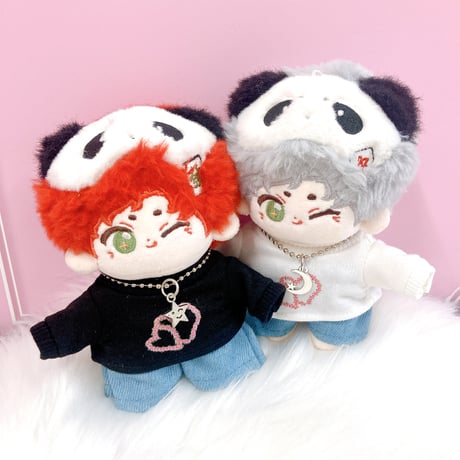 【ぬい服】ハートTシャツ&パンツ&ネックレスセット　10cm用