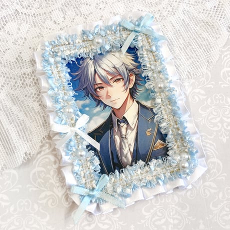 【推し活グッズ】パール&リボン付きツイードトレカケース