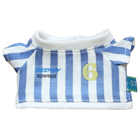 【ぬい服】サッカーユニフォーム風ストライプシャツ 10cm用