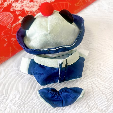 【ぬい服】ぬいぐるみ用パンダ帽子&チャイナ服セット　10cm用【推し活グッズ】