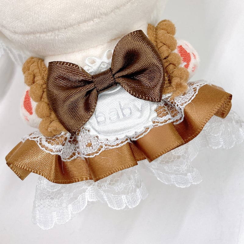 ぬい服】ふわふわ耳付きヘッドドレス&フリルドレスセット 10cm