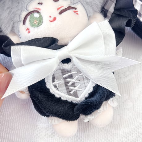 ぬい服　ぬいぐるみ用チェック柄うさ耳着ぐるみ【10~15cm用】【推し活グッズ】