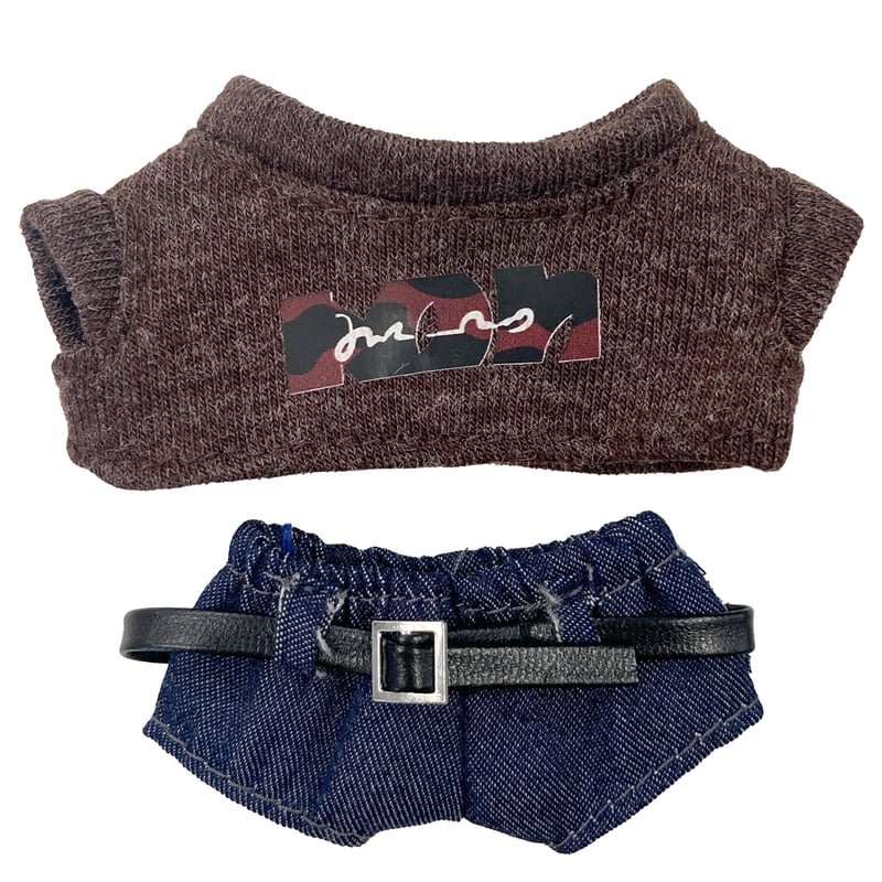 ぬい服】グラフィックTシャツ&パンツ&ベルトセット 10cmぬいぐるみ用
