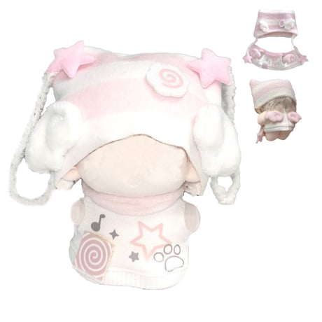 ぬい服　猫耳ニット帽&羽付きスウェットセット　10cm用【推し活グッズ】