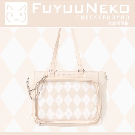【FUYUUNEKO】 サテン アーガイル痛バッグ milk dolly【推し活グッズ】