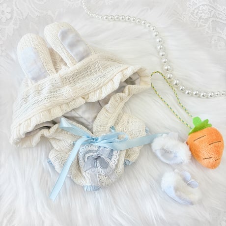 【ぬい服】ぬいぐるみ用うさ耳着ぐるみ・ うさ耳シューズ・バッグセット 【20cm 用】【推し活グッズ】