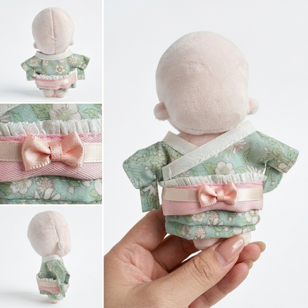 ぬい服】 10cmぬいぐるみ用 着物セット 花柄×フリル帯 | G.triGer