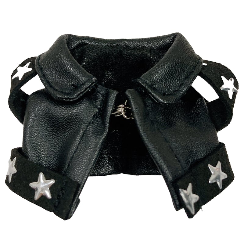 ぬい服】スタッズ風スター付きフェイクレザージャケット 10cm