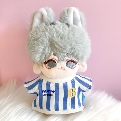 【ぬい服】サッカーユニフォーム風ストライプシャツ 10cm用