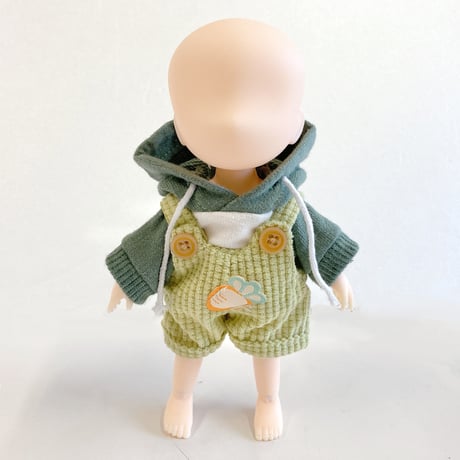 【ぬい服】ワッペン付きカラフルオーバーオール　細身のぬいぐるみ・ドール用