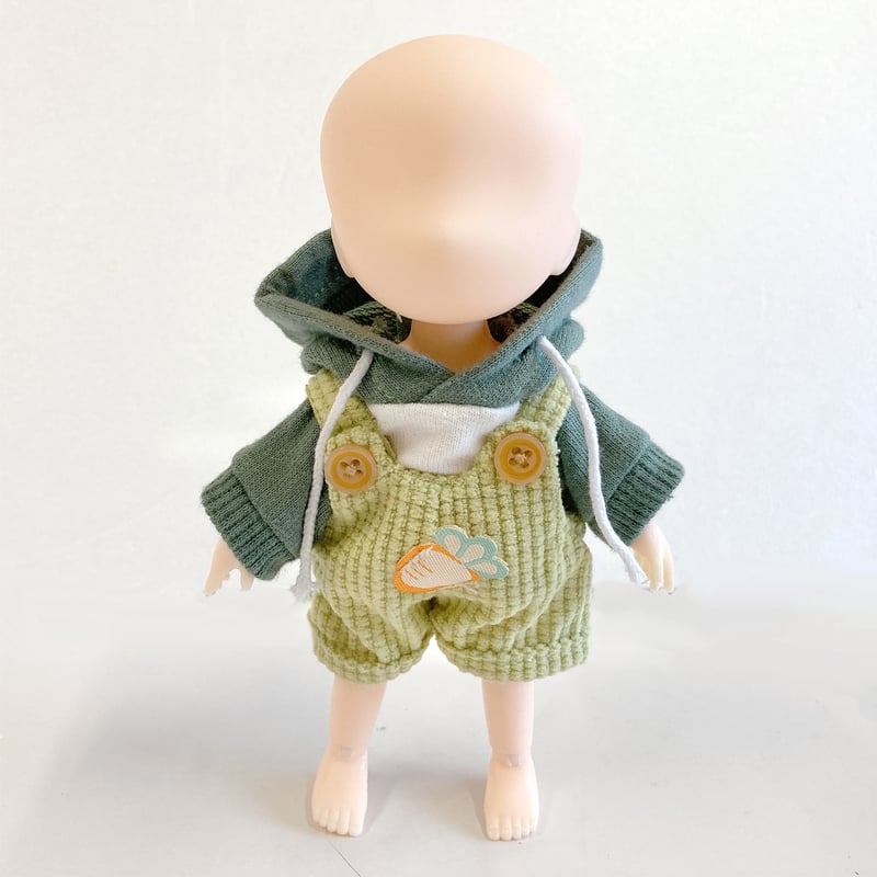 ぬい服】ワッペン付きカラフルオーバーオール 細身のぬいぐるみ