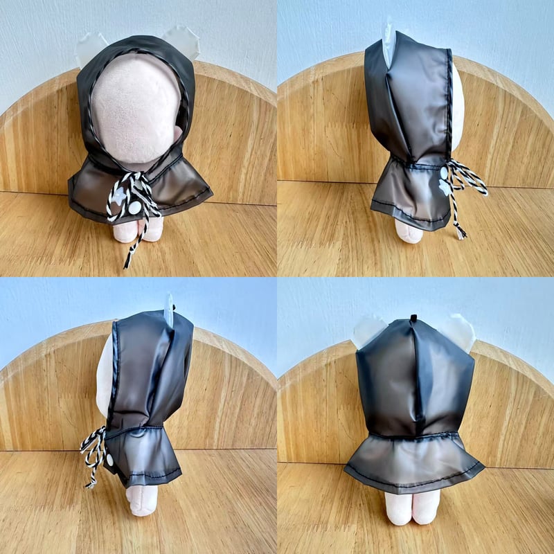 雨の日もお出かけ クリアアニマル・レインコート 10cm〜13cm ぬい服