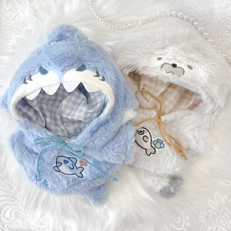 【ぬい服】ぬいぐるみ用ポンチョ (20cm 用 )【サメ・アザラシ】【推し活グッズ】