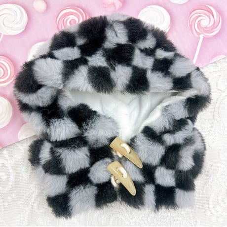 【ぬい服】ぬいぐるみ用着ぐるみ(チェック柄)/15~20cm用 もこもこ