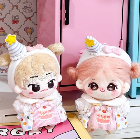 【ぬい服】ぬいぐるみ用着ぐるみ【ケーキ】 ( シャツ・エプロン・ヘッドドレスセット ) 10~15cm 用【推し活グッズ】