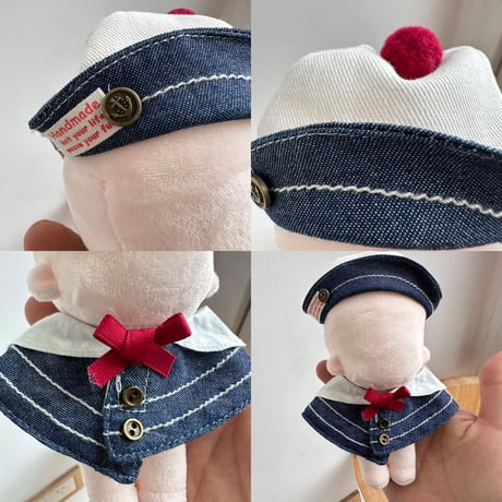 【ぬい服】 10〜17cmぬいぐるみ用 海軍風セーラーコーディネートセット