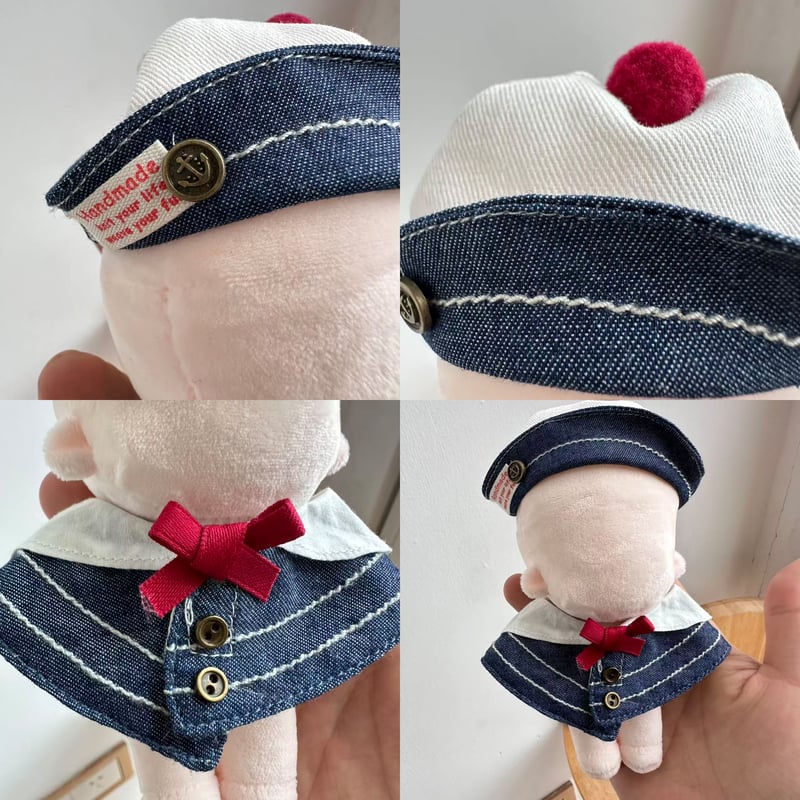 ぬい服】 10〜17cmぬいぐるみ用 海軍風セーラーコーディネートセット