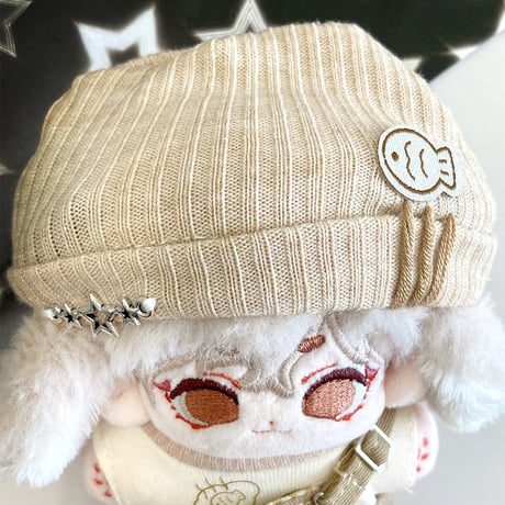 【ぬい服】ニット帽&シャツ&オーバーオールセット　10cm用【推し活グッズ】