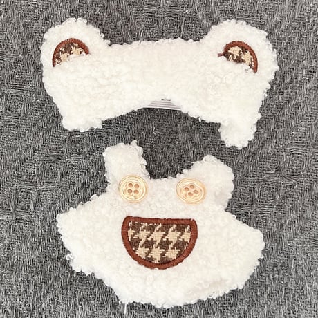 【ぬい服】くま耳ヘッドバンド&サロペットセット 10~15cmぬいぐるみ用【推し活グッズ】