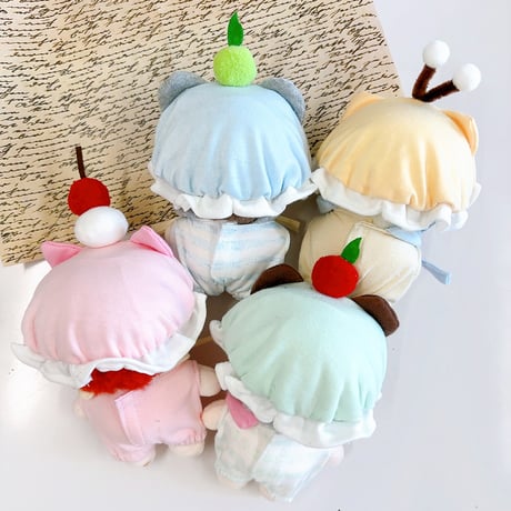 【ぬい服】ぬいぐるみ用フリル帽子&シャツセット【10cm用】【推し活グッズ】