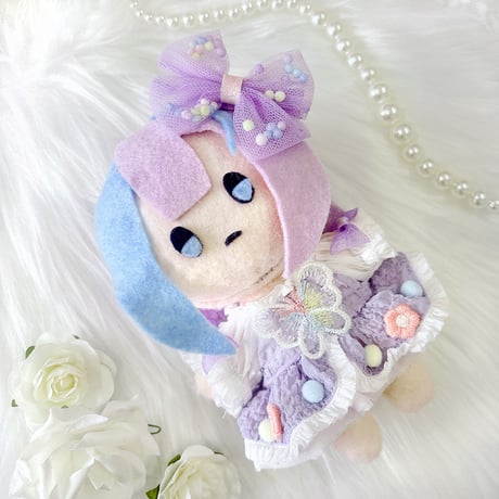【ぬい服】蝶付きワンピース&リボンクリップセット【10~15cm用】【推し活グッズ】