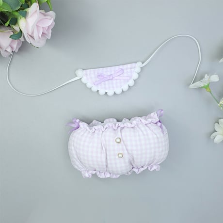 【ぬい服】ぬいぐるみ用かぼちゃ パンツ&よだれかけセット 【15〜20cm 用】【推し活グッズ】