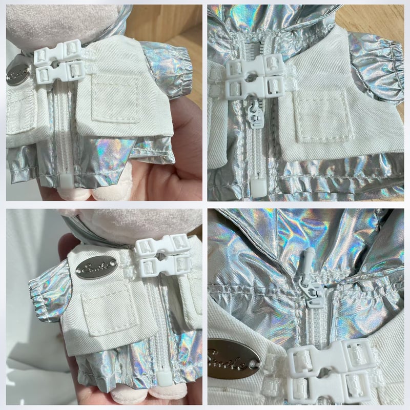 ぬい服】 10cm ぬいぐるみ用 銀色フェイクレイヤード風 ウィンド