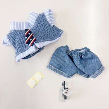ぬい服　ネクタイ付きシャツ&パンツセット　10cm用【推し活グッズ】
