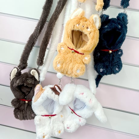 【ぬいバッグ】【ぬい服】ふわふわショルダーストラップ付き ぬいぐるみ用着ぐるみ【15cm 用】【推し活グッズ】