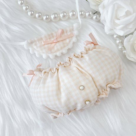 【ぬい服】ぬいぐるみ用かぼちゃ パンツ&よだれかけセット 【15〜20cm 用】【推し活グッズ】