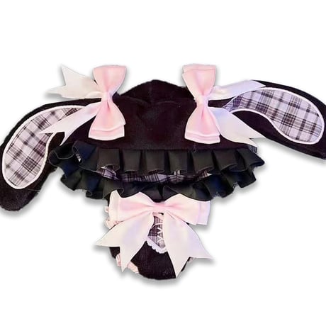 ぬい服　ぬいぐるみ用チェック柄うさ耳着ぐるみ【10~15cm用】【推し活グッズ】
