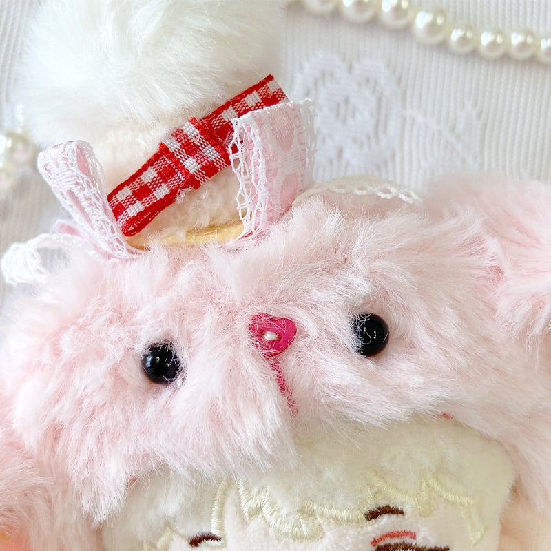 ぬい服】ぬいぐるみ用ふわふわうさぎ着ぐるみキャップ 10cm用