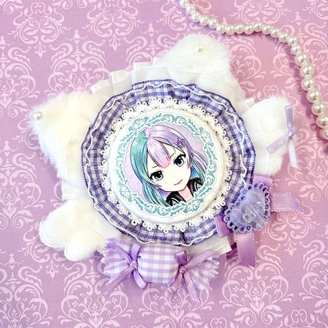 推し活グッズ ふわふわ猫耳キャンディーロゼット【缶バッジ 痛ロゼット】