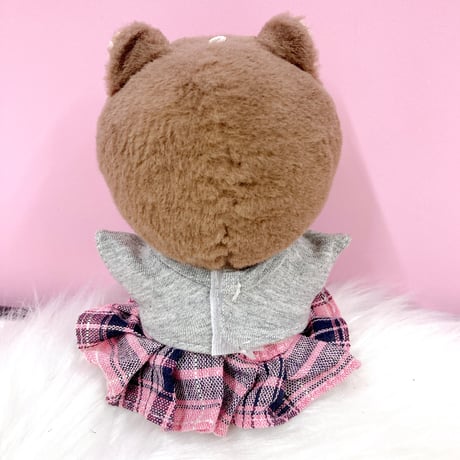【ぬい服】シャツ&チェックスカートセット　10cm用