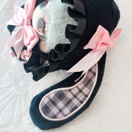 ぬい服　ぬいぐるみ用チェック柄うさ耳着ぐるみ【10~15cm用】【推し活グッズ】