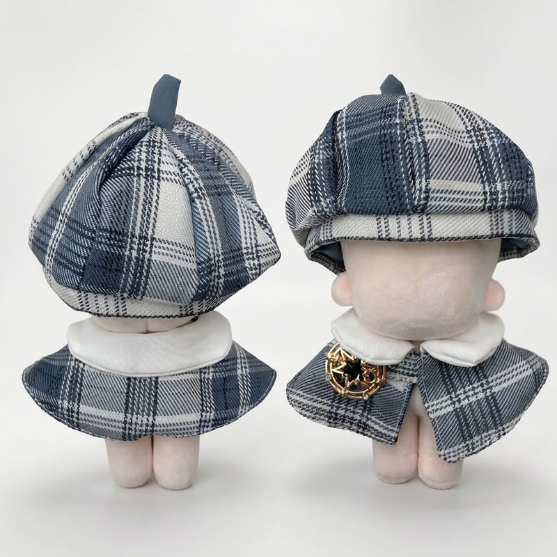 ぬい服】 チェック型ベレー帽&ポンチョセット 10cm用 | G.triGer