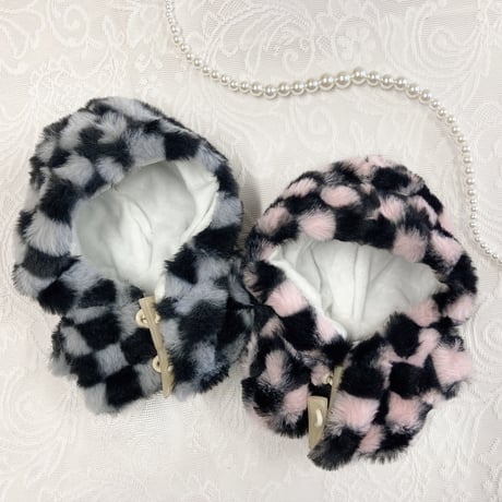 【ぬい服】ぬいぐるみ用着ぐるみ(チェック柄)/15~20cm用 もこもこ