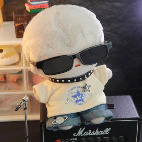 【ぬい服】グラフィックTシャツ&ジーパン&チョーカー&サングラスセット　15cm用【推し活グッズ】