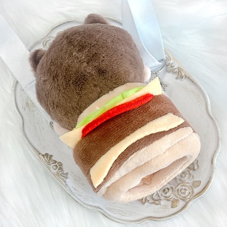 【ぬいバッグ】【ぬい服】ショルダーストラップ付きぬいぐるみ用 着ぐるみ【ハンバーガー】10~15cm 用【推し活グッズ】
