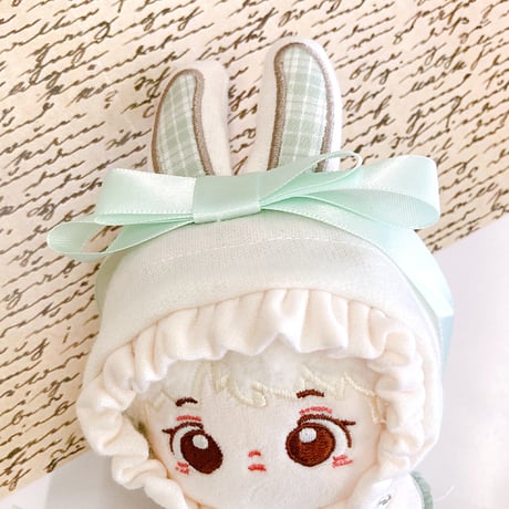 【ぬい服】タータンチェックうさ耳着ぐるみ【10cm用】【推し活グッズ】