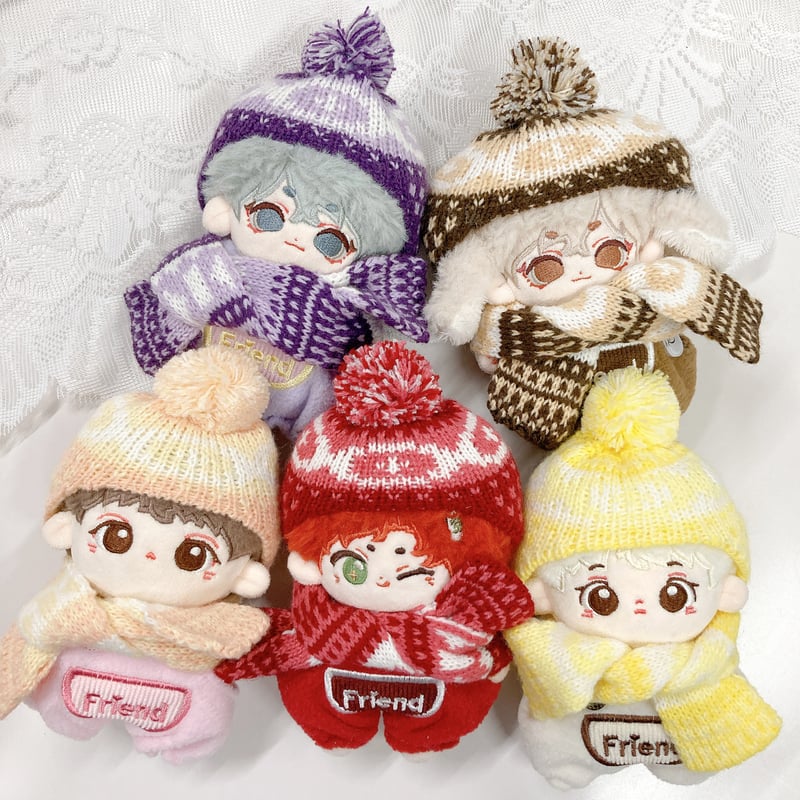 ぬい服】ノルディック柄ニット帽&マフラーセット 10cmぬいぐるみ用 | G