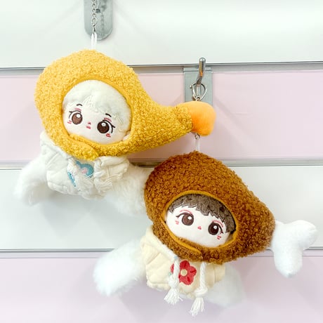 ぬいぐるみ用着ぐるみキャップキーホルダー【エビフライ・チキン】10~15cm用【推し活グッズ】