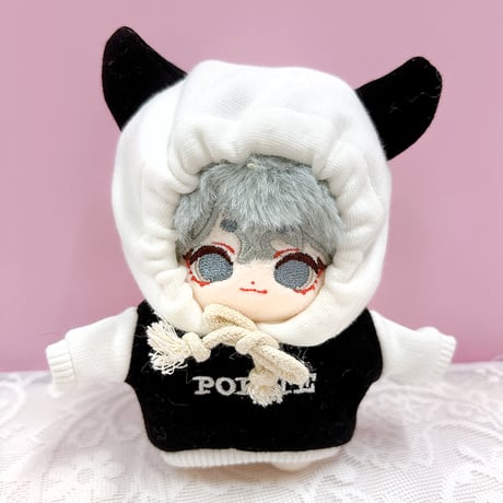 【ぬい服】ぬいぐるみ用ツノ付きパーカー(10cm用)【推し活グッズ】