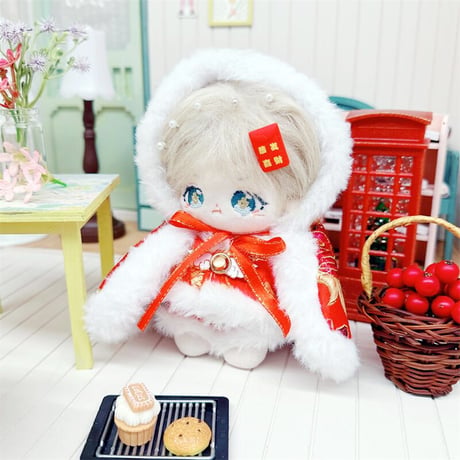 【ぬい服】フード付きチャイナ柄ケープ 10cm~15cmぬいぐるみ用【推し活グッズ】