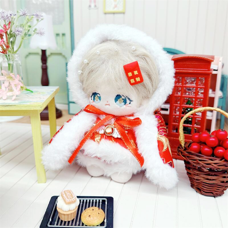 ぬい服】フード付きチャイナ柄ケープ 10cm~15cmぬいぐるみ用【推し活