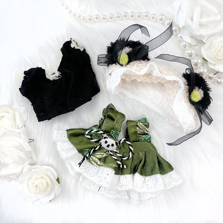 ぬい服 & ヘッドドレレスセット【パンダ】10~15cm用【推し活グッズ】